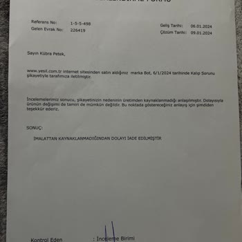 Yeşil Kundura Ürün Şikayeti Hakkında