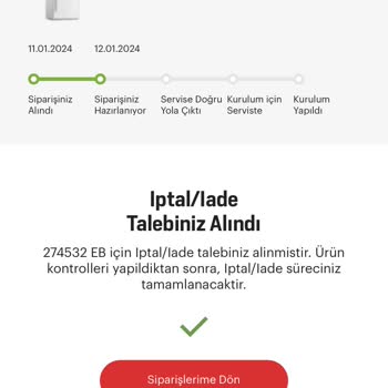 Arçelik İnternet Siparişi Tutar İptali
