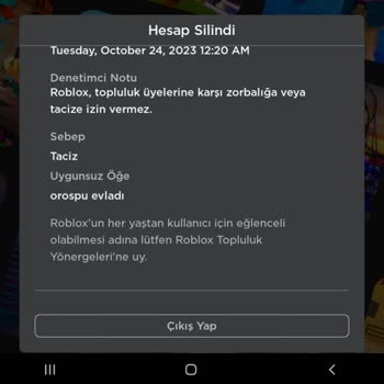ROBLOX Kalıcı Ban Yedim Haksızlık