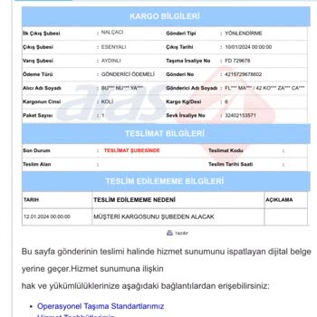 Aras Kargo Teslim Edilmeyen Kargo