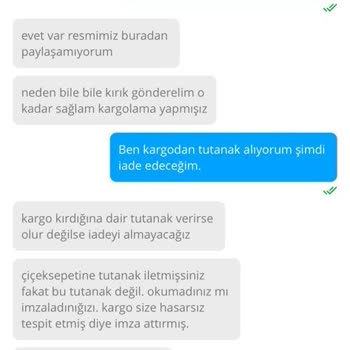 ÇiçekSepeti İnternetten Alınan Kırık Pikap İle İlgili İade Sorunu