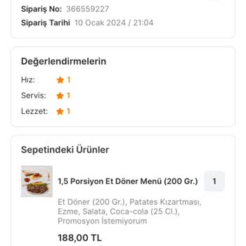 Migros Yemek Teslim Edilmemiş Siparişin Parasının Kesilmesi.