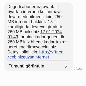 Vodafone GB Varken Kesinti Yapılması