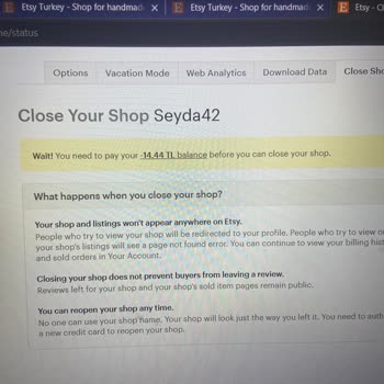 Etsy.com Etsy Hesabımı Kapatırken Para İstiyor