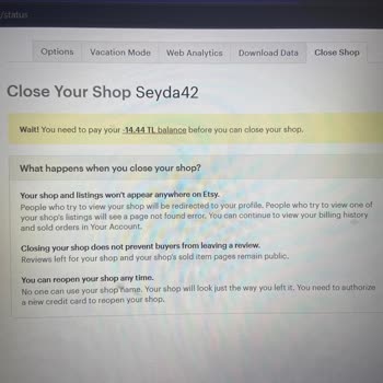 Etsy.com Etsy Hesabımı Kapatırken Para İstiyor