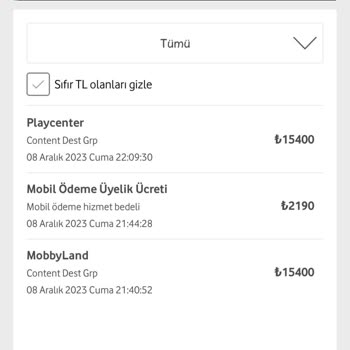 Vodafone Bilgim Dışı Abonelik Ücret Yansıtılması.
