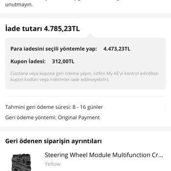 Aliexpress 1102491571353511 Sipariş Numaralı İadem Sağlanmadı!