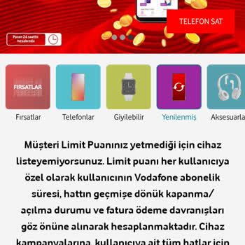 Vodafone Müşteri Limit Puanı Yetersiz Sorunu