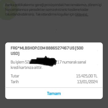 Enpara Kredi Kartı Bilgim Dışı Harcama