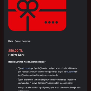 D&R Hediye Çekimi Kullanamadım