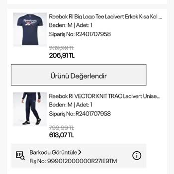 Reebok Online Sipariş Getirmedi, Param İade Edilmedi