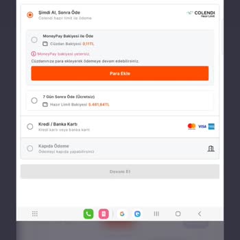 MoneyPay Hazır Limit Ödeme Ekranında Hata Bildirimi