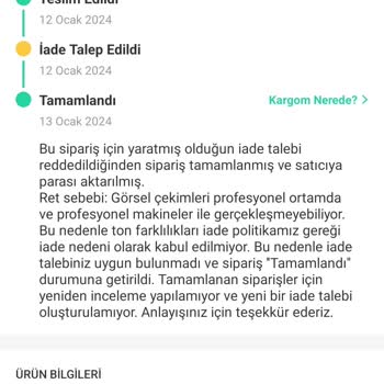 Dolap İademi Kabul Etmedi