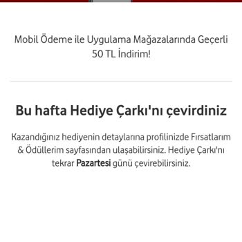 Vodafone Hediye Çarkından İnternet Vermiyor