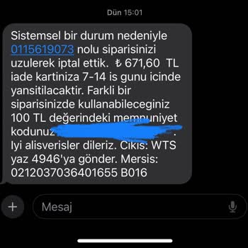 Watsons Habersiz Sipariş İptali