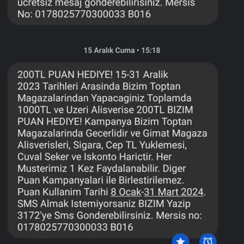 Bizim Toptan Satış Mağazaları ParaPuan Yalanı