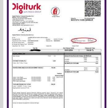 Digiturk Abonelik İptali Sonrası Yanlışlıkla Yansıtılan Kablo Ücreti