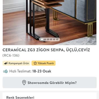 Vivense 15 Aralık'ta Aldığım Üçlü Sehpa Hala Kargoya Verilmedi