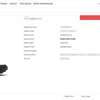 Slazenger.com.tr Ürün İptal Edilemiyor