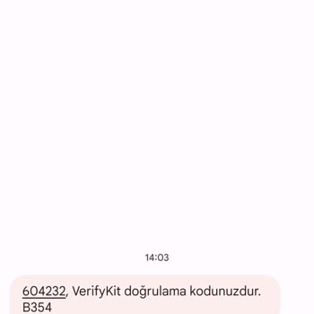 Verify Kit Doğrulama Kodu Gelmesi