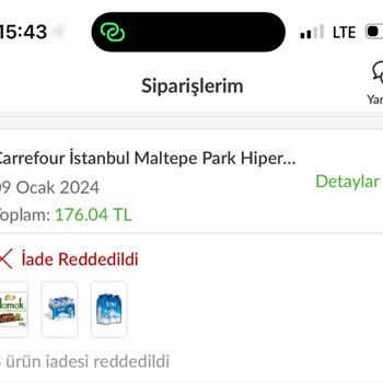 Carrefour SA Trendyol Hızlı Market Teslim Edilmeyen Sipariş!