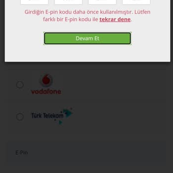 Pindepago Epin Kodu Kullanılmış Geldi