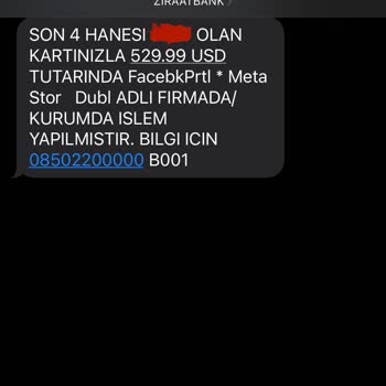 Kartımdan Facebook Meta Tarafından Habersiz Çekilen 530 Dolar
