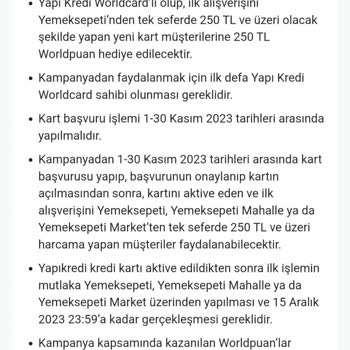 Yemeksepeti Worldpuan Vaadini Yerine Getirmiyor. Haklı Açıklamada Yok