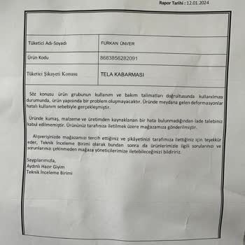 Pierre Cardin Giyim P***** C***** "aydınlı Hazır Giyim San. Tic. A. Ş" Kalitesiz Ürün