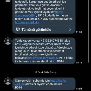 Aras Kargo Kristal Şube Kargo Getirmiyor