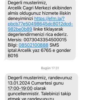 Arçelik Randevuya Gelmemeleri Bu Konuda Bilgi Vermemeleri