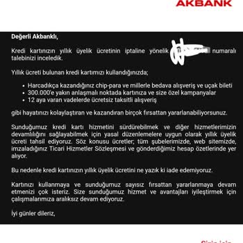 Akbank 427 TL Kart Ücreti Aldı