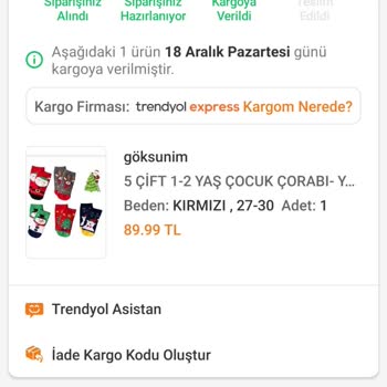 Trendyol Express Zamansız Verilen Tarih Yok
