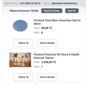 Kahvaltı Takımı Kargoya Verilmiyor. Porland