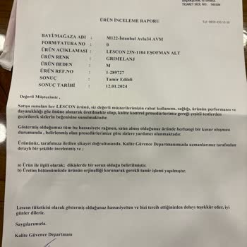 Lescon Eşofman Ve Yelek Tamir Yalanı