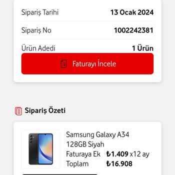 Vodafone Tarafıma Cuma Günü Teslimat Yapılması Gereken Ürün
