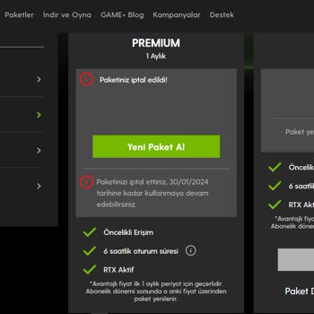 Geforce Now - Game+ : Çakışan Üyelik Tarihleri