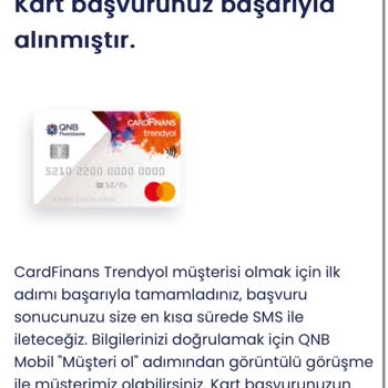 QNB Finansbank Trendyol Kartı Olumsuz Sonuçlanma
