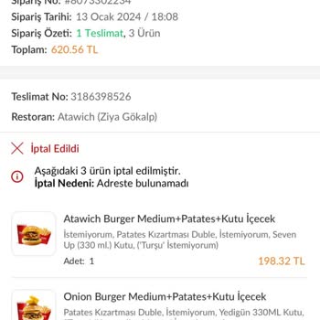 Trendyol Yemekten Verilen Atawich Sorumsuzluğu