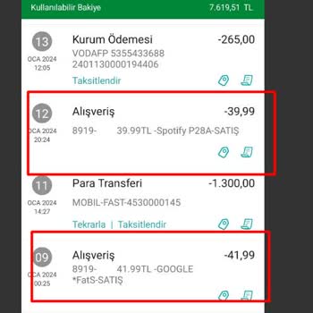 Garanti BBVA Garanti Benden Habersiz Çekilen Spotify Ve Google Ödemeleri