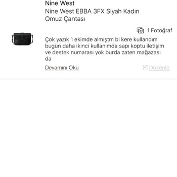 Nine West Çanta 2. Kullanımda Sapı Koptu