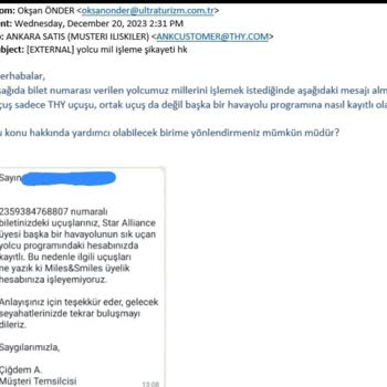 THY, Uçuş Millerinin Başka Hesaba/başkasının Hesabına (? ) İşlenmesi