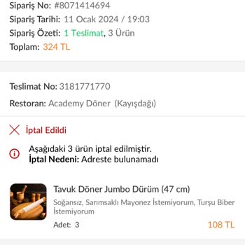 Trendyol Yemek Ücretime El Koydu
