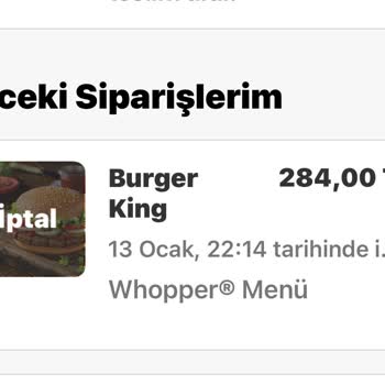 Burger King Sipariş İptal Oldu