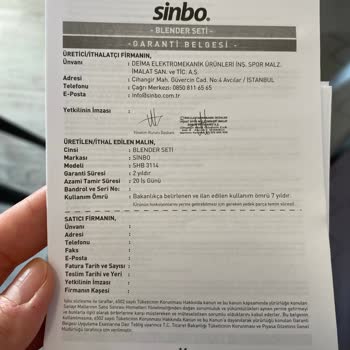 Sinbo Çok Fonksiyonlu Blender Setinde Yaşanan Teknik Sorunlar