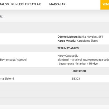 Arya Gross İnternet Sitesinden Satın Alınan Ürünün Kargoya Verilmemesi Sorunu