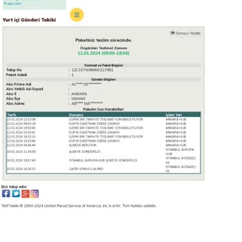 UPS Türkiye Kargomun Günlerdir Teslim Edilmemesi