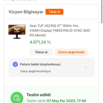 Asus Tuf VG27A-Q27" 165Hz 1ms (HDMI+Display) FreeSync/G-SYNC QHD Ips Açılıp Kapanma Sorunu!