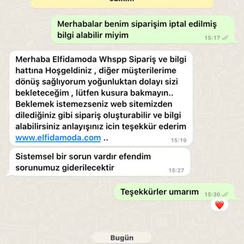 Elfida Moda Ürün Gecikti Kargoya Verilmedi