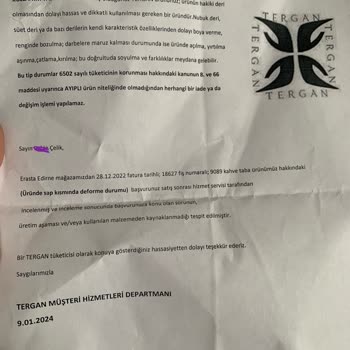 Tergan Deri Satış Sonrası Destek Yok!